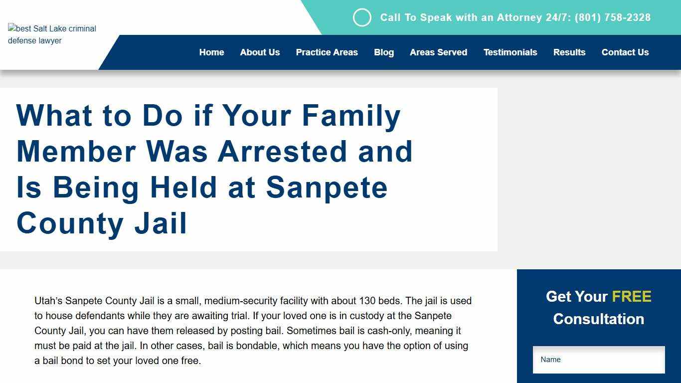 What If Family Is Arrested & Is Held at Sanpete County Jail